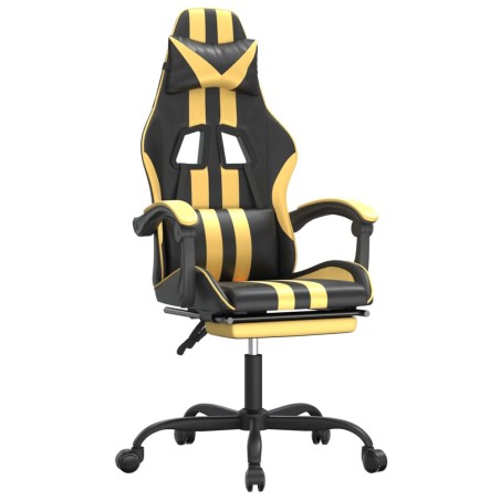 Gaming-Stuhl mit Fußstütze Drehbar Schwarz & Golden Kunstleder