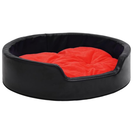 vidaXL Hundebett Schwarz-Rot 79x70x19 cm Plüsch und Kunstleder