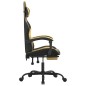 Gaming-Stuhl mit Fußstütze Drehbar Schwarz & Golden Kunstleder Gaming-Stuhl mit Fußstütze Drehbar Schwarz & Golden Kunstleder