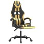 Gaming-Stuhl mit Fußstütze Drehbar Schwarz & Golden Kunstleder Gaming-Stuhl mit Fußstütze Drehbar Schwarz & Golden Kunstleder