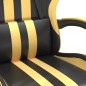 Gaming-Stuhl mit Fußstütze Drehbar Schwarz & Golden Kunstleder Gaming-Stuhl mit Fußstütze Drehbar Schwarz & Golden Kunstleder