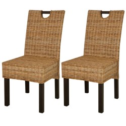 vidaXL Esszimmerstühle 2 Stk. Kubu-Rattan Mangoholz