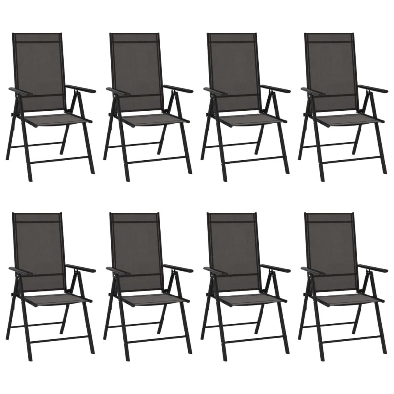 vidaXL Gartenstühle Klappbar 8 Stk. Textilene Schwarz vidaXL Gartenstühle Klappbar 8 Stk. Textilene Schwarz