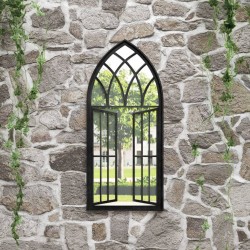 vidaXL Gartenspiegel Schwarz 100x45 cm Eisen 