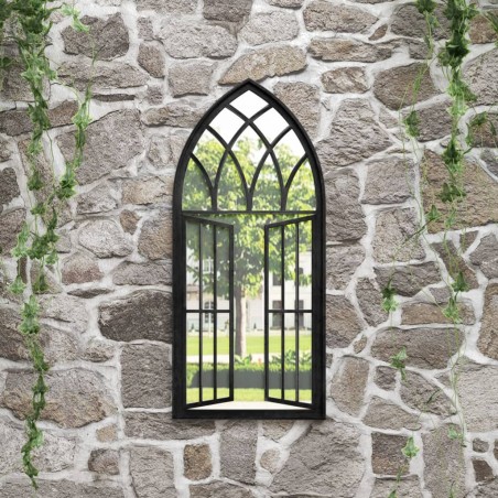 vidaXL Gartenspiegel Schwarz 100x45 cm Eisen 