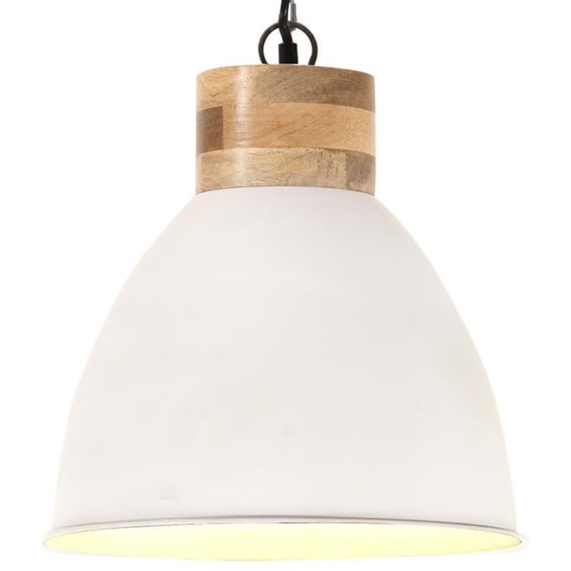 vidaXL Hängelampe Industrie-Stil Weiß Eisen & Massivholz 46 cm E27 vidaXL Hängelampe Industrie-Stil Weiß Eisen & Massivholz 46 cm E27