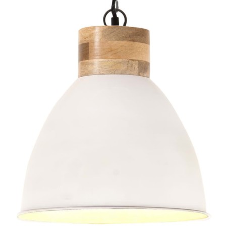 vidaXL Hängelampe Industrie-Stil Weiß Eisen & Massivholz 46 cm E27 
