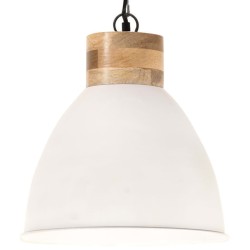 vidaXL Hängelampe Industrie-Stil Weiß Eisen & Massivholz 46 cm E27 