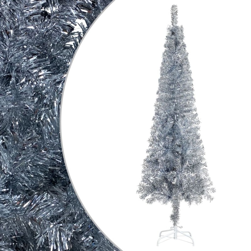 vidaXL Schlanker Weihnachtsbaum Silbern 210 cm vidaXL Schlanker Weihnachtsbaum Silbern 210 cm