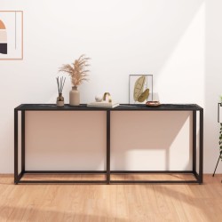 vidaXL Konsolentisch Schwarz Marmor-Optik 180x35x75,5 cm Hartglas