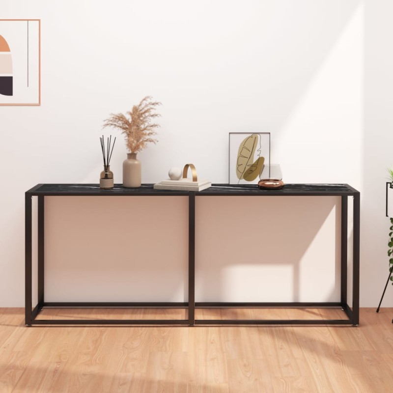 vidaXL Konsolentisch Schwarz Marmor-Optik 180x35x75,5 cm Hartglas vidaXL Konsolentisch Schwarz Marmor-Optik 180x35x75,5 cm Hartglas