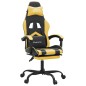 Gaming-Stuhl mit Fußstütze Drehbar Schwarz & Golden Kunstleder Gaming-Stuhl mit Fußstütze Drehbar Schwarz & Golden Kunstleder