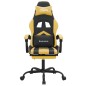 Gaming-Stuhl mit Fußstütze Drehbar Schwarz & Golden Kunstleder Gaming-Stuhl mit Fußstütze Drehbar Schwarz & Golden Kunstleder