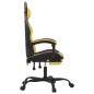 Gaming-Stuhl mit Fußstütze Drehbar Schwarz & Golden Kunstleder Gaming-Stuhl mit Fußstütze Drehbar Schwarz & Golden Kunstleder