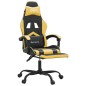Gaming-Stuhl mit Fußstütze Drehbar Schwarz & Golden Kunstleder Gaming-Stuhl mit Fußstütze Drehbar Schwarz & Golden Kunstleder