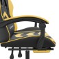 Gaming-Stuhl mit Fußstütze Drehbar Schwarz & Golden Kunstleder Gaming-Stuhl mit Fußstütze Drehbar Schwarz & Golden Kunstleder