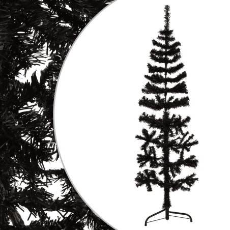 vidaXL Künstlicher Halb-Weihnachtsbaum Ständer Schlank Schwarz 150 cm