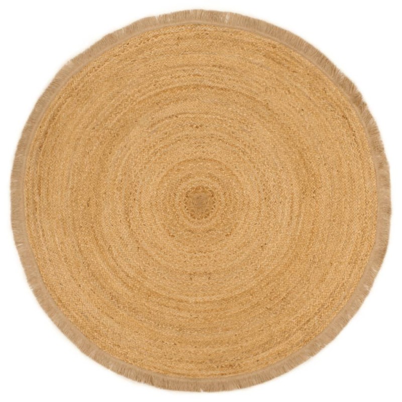 vidaXL Teppich Geflochten mit Fransen 120 cm Jute Rund vidaXL Teppich Geflochten mit Fransen 120 cm Jute Rund