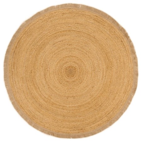 vidaXL Teppich Geflochten mit Fransen 120 cm Jute Rund