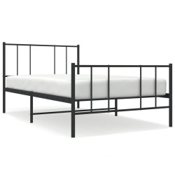 vidaXL Bettgestell mit Kopf- und Fußteil Metall Schwarz 90x200 cm