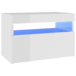 vidaXL TV-Schrank mit LED-Leuchten Hochglanz-Weiß 60x35x40 cm