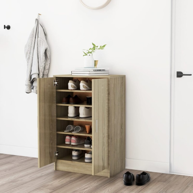 vidaXL Schuhschrank Sonoma-Eiche 60x35x92 cm Holzwerkstoff vidaXL Schuhschrank Sonoma-Eiche 60x35x92 cm Holzwerkstoff