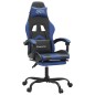 Gaming-Stuhl mit Fußstütze Drehbar Schwarz & Blau Kunstleder Gaming-Stuhl mit Fußstütze Drehbar Schwarz & Blau Kunstleder
