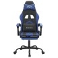 Gaming-Stuhl mit Fußstütze Drehbar Schwarz & Blau Kunstleder Gaming-Stuhl mit Fußstütze Drehbar Schwarz & Blau Kunstleder