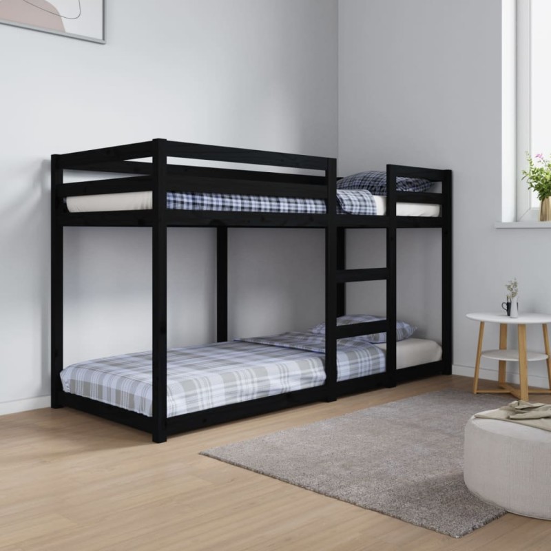 vidaXL Etagenbett Schwarz 75x190 cm Massivholz Kiefer vidaXL Etagenbett Schwarz 75x190 cm Massivholz Kiefer