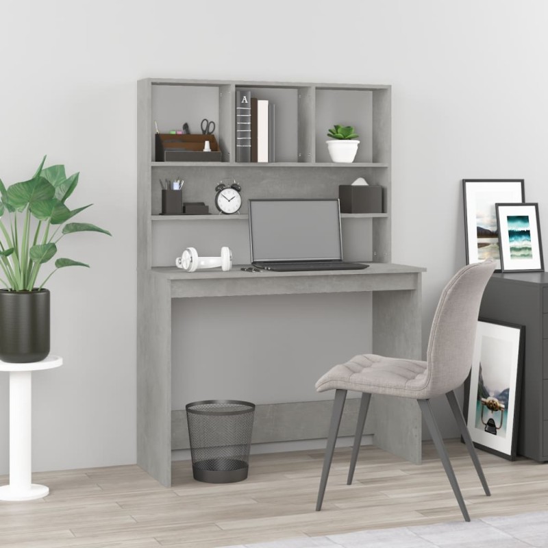 vidaXL Schreibtisch mit Regal Betongrau 102x45x148 cm Holzwerkstoff vidaXL Schreibtisch mit Regal Betongrau 102x45x148 cm Holzwerkstoff
