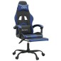 Gaming-Stuhl mit Fußstütze Drehbar Schwarz & Blau Kunstleder Gaming-Stuhl mit Fußstütze Drehbar Schwarz & Blau Kunstleder