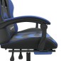 Gaming-Stuhl mit Fußstütze Drehbar Schwarz & Blau Kunstleder Gaming-Stuhl mit Fußstütze Drehbar Schwarz & Blau Kunstleder