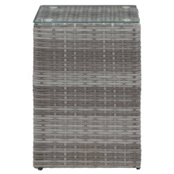 vidaXL Beistelltisch mit Glasplatte Grau 35 x 35 x 52 cm Poly Rattan