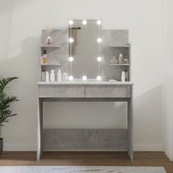 vidaXL Schminktisch mit LED Betongrau 96x40x142 cm