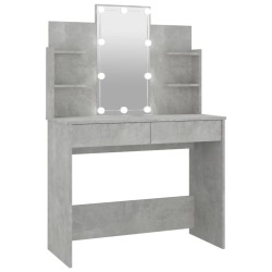 vidaXL Schminktisch mit LED Betongrau 96x40x142 cm
