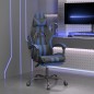 Gaming-Stuhl mit Fußstütze Drehbar Schwarz & Blau Kunstleder Gaming-Stuhl mit Fußstütze Drehbar Schwarz & Blau Kunstleder