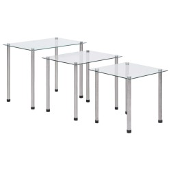 vidaXL Satztische 3-tlg. Transparent Hartglas   