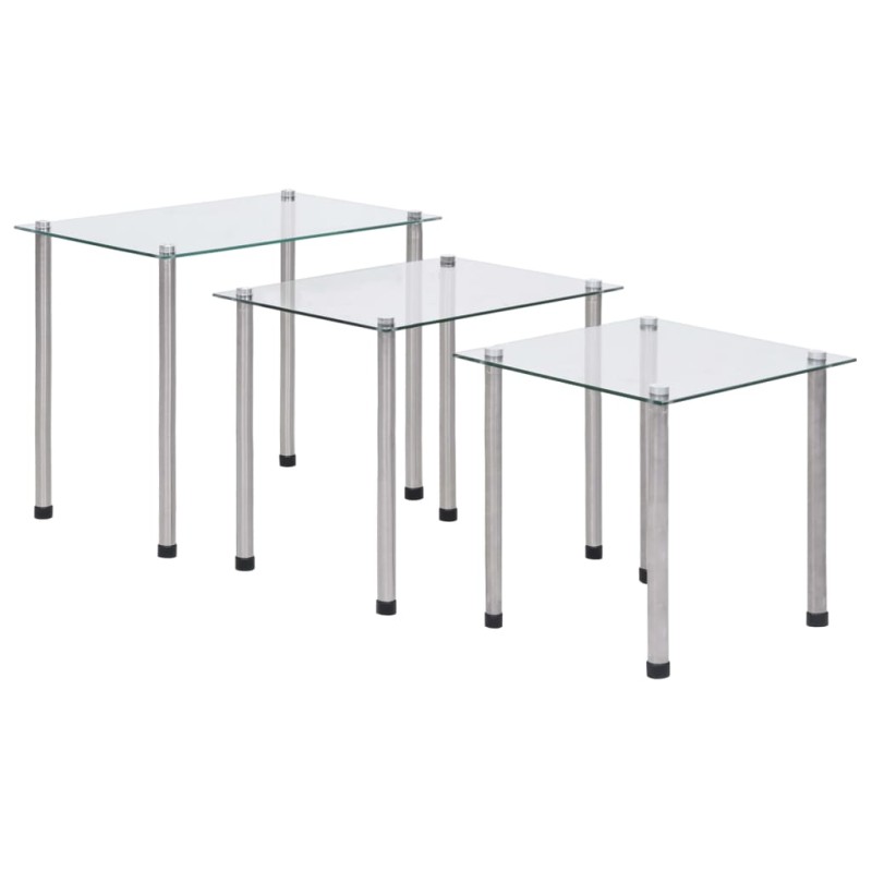 vidaXL Satztische 3-tlg. Transparent Hartglas vidaXL Satztische 3-tlg. Transparent Hartglas