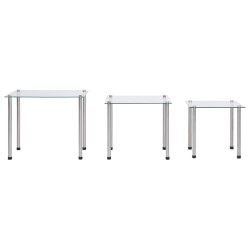 vidaXL Satztische 3-tlg. Transparent Hartglas   