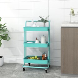 vidaXL Küchenwagen 3 Etagen Türkis 42x35x85 cm Eisen und ABS
