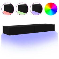 vidaXL TV-Schränke mit LED-Leuchten 2 Stk. Schwarz 60x35x15,5 cm