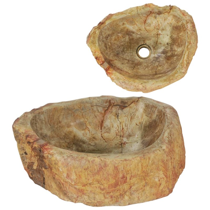 vidaXL Waschbecken 45x35x15 cm Fossil-Stein Cremeweiß
