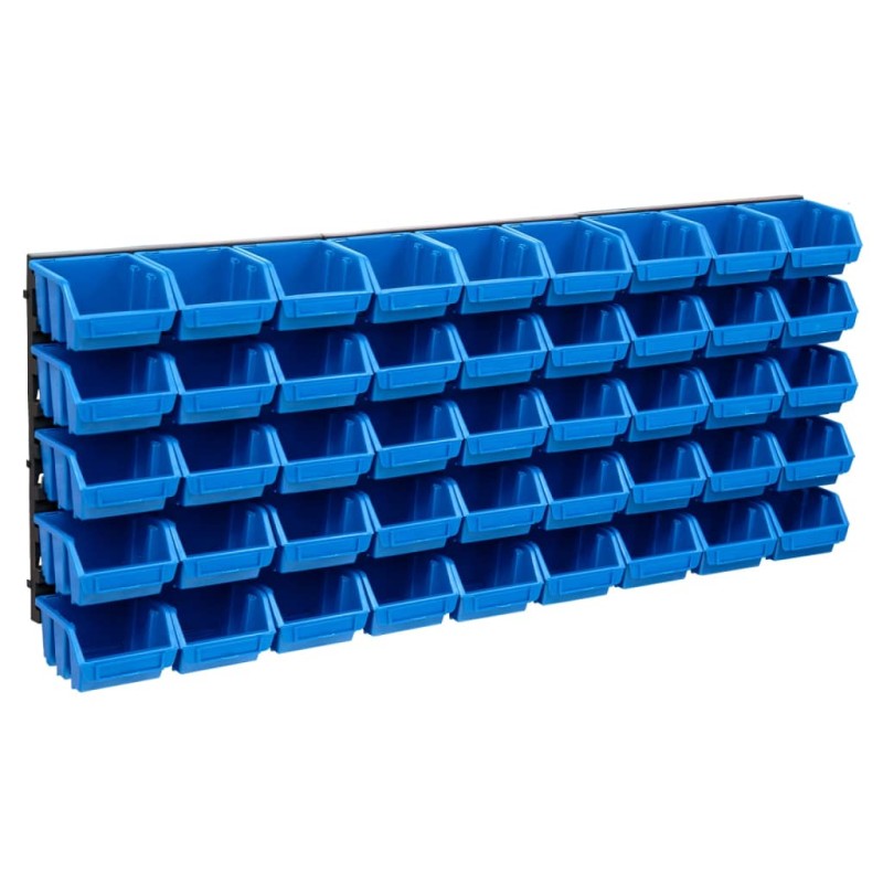 vidaXL 48tlg. Behälter-Set für Kleinteile mit Wandplatten Blau Schwarz vidaXL 48tlg. Behälter-Set für Kleinteile mit Wandplatten Blau Schwarz