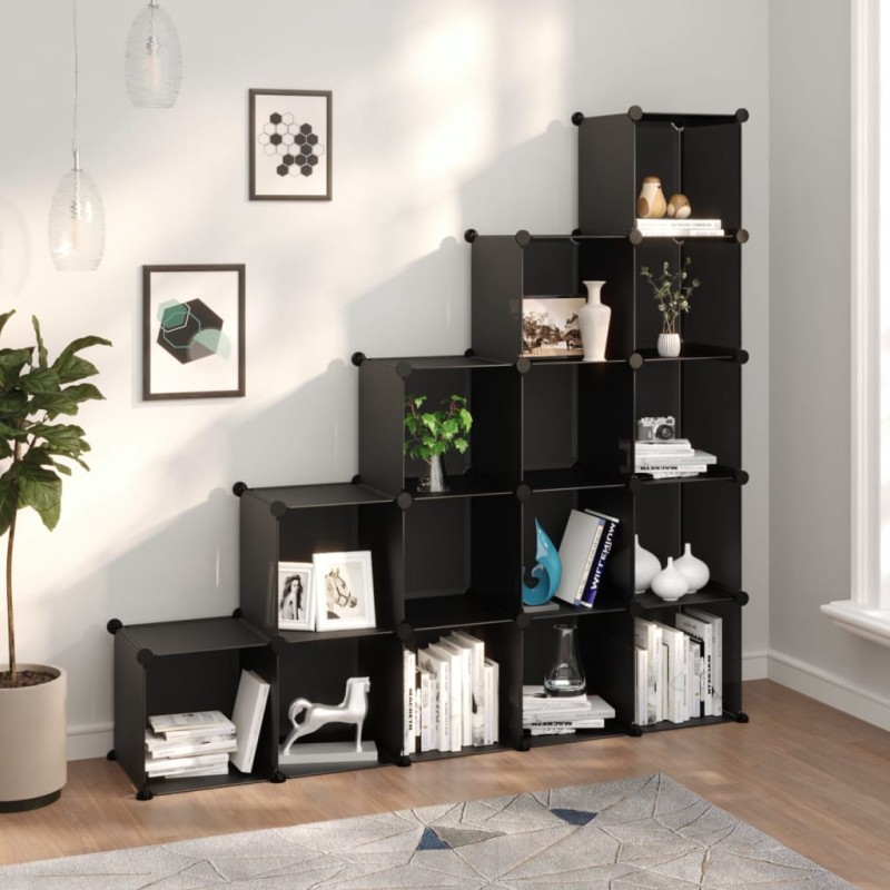 vidaXL Regalsystem mit 15 Würfeln Schwarz PP vidaXL Regalsystem mit 15 Würfeln Schwarz PP
