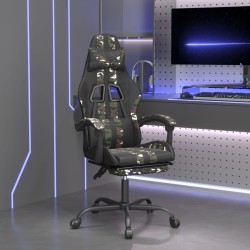 vidaXL Gamingstuhl mit Fußstütze Drehbar Schwarz Tarnfarben Kunstleder