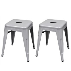 vidaXL Stapelbare Hocker 2 Stk. Grau Metall