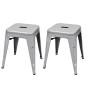 vidaXL Stapelbare Hocker 2 Stk. Grau Metall vidaXL Stapelbare Hocker 2 Stk. Grau Metall