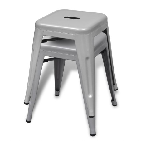 vidaXL Stapelbare Hocker 2 Stk. Grau Metall