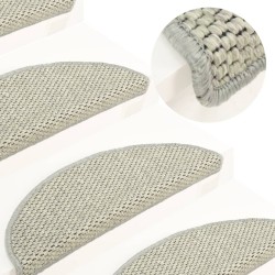 vidaXL Treppenmatten Selbstklebend Sisal-Optik 15 Stk. 56x17x3 cm Grau