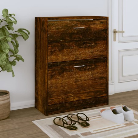 vidaXL Schuhschrank Räuchereiche 63x24x81 cm Holzwerkstoff